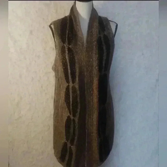 Chico's Women Randall Chestnut Brown Sweater Vest Open Front Metallic Chic - Picture 2 of 11